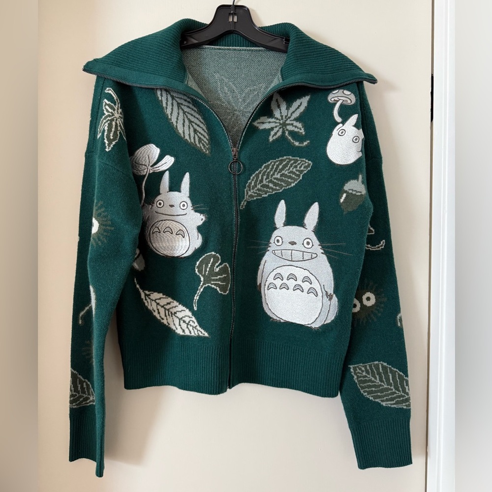 Studio Ghibli My Neighbor Totoro Allover Print Zippered Women's Sweater